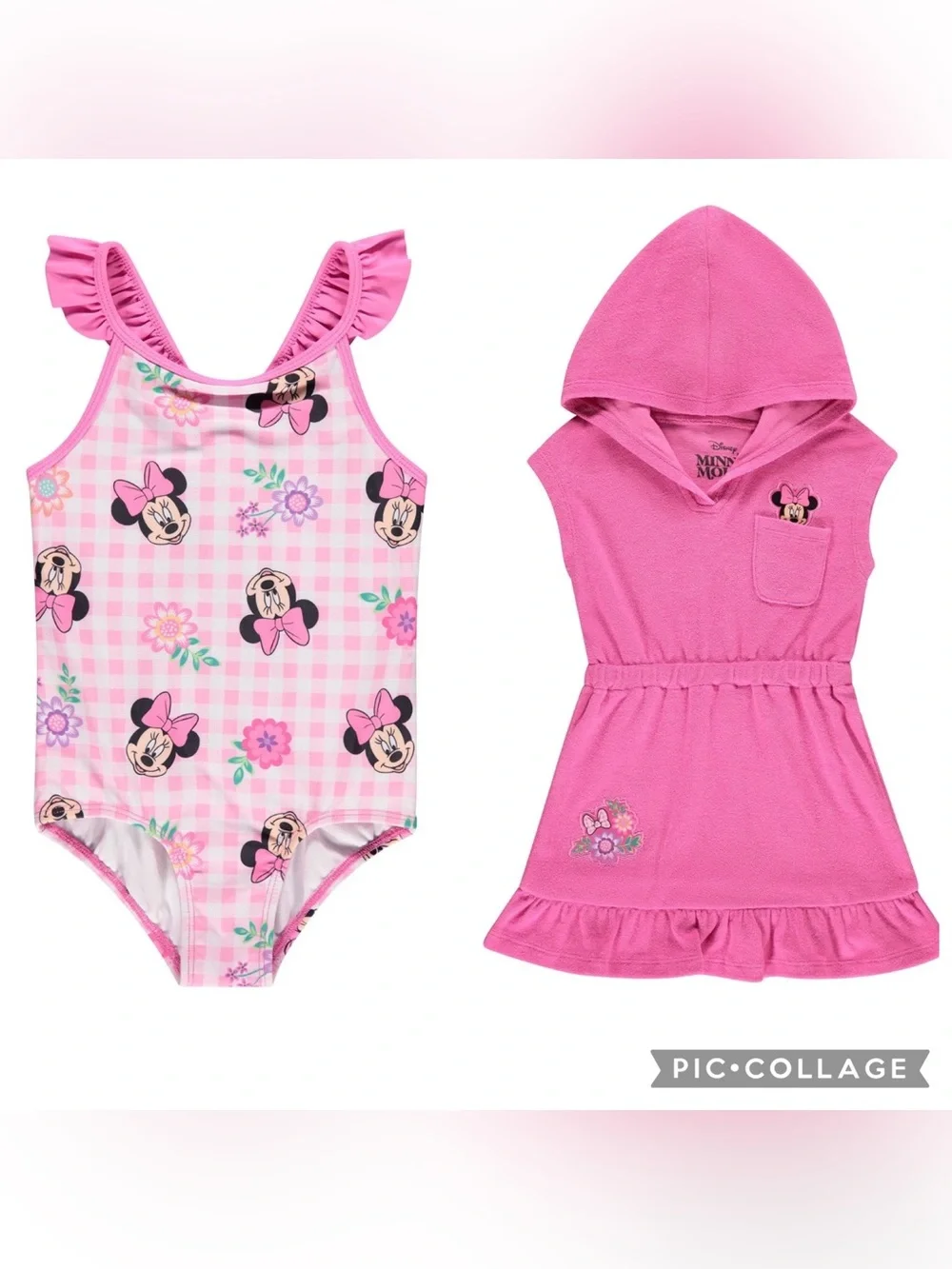 NWT - Toddler Girls Minnie Mouse 2-Piece Cover Up and Swimsuit Set